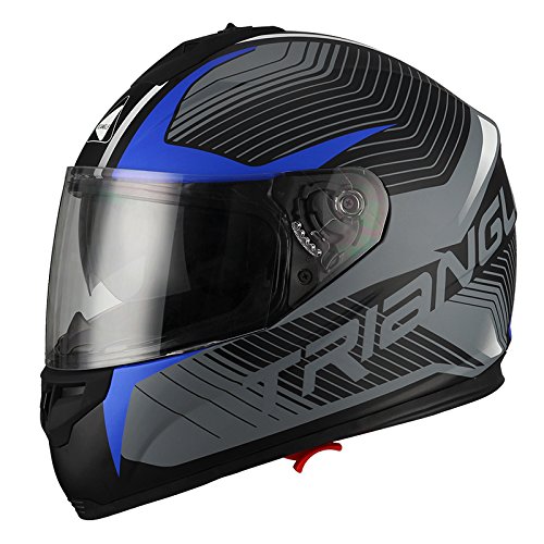 Triangle Matte Blue Dual Visor Full Face Motorcycle Helmet [dot] (medium)