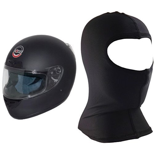 Core Cr-1 Full Face Street Helmet (flat Black, Small) And Core Nylon Balaclava (black, One Size) Bundle