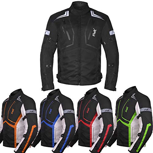 Motorcycle Jacket For Men Textile Motorbike Dualsport Enduro Motocross Racing Biker Riding CE Armored Waterproof AllWeather (Black Large)