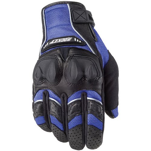 Joe Rocket Phoenix 40 Mens Leather Road Race Motorcycle Gloves - BlueBlackSilver  Medium