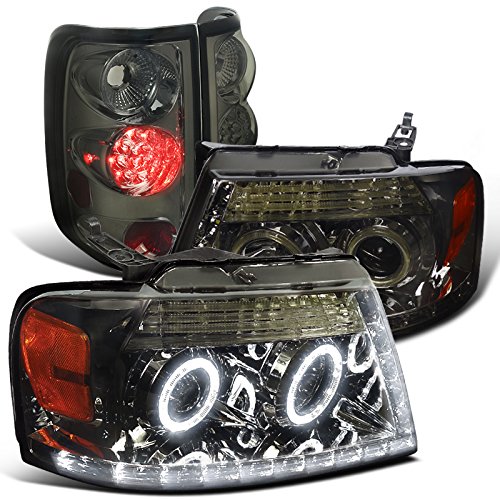 Ford F150 Chrome Smoke Halo LED DRL Projector HeadlightsLED Rear Tail Lamps