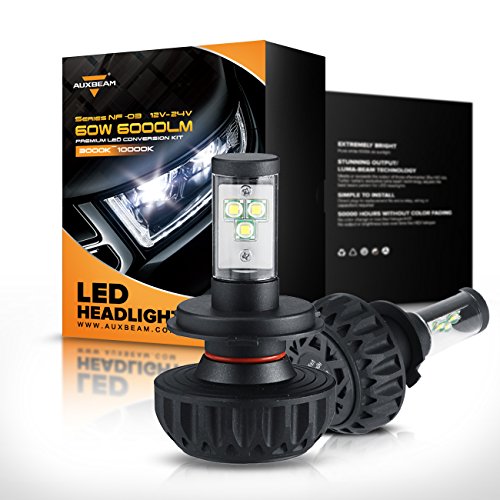 Auxbeam 88621857 NF-03 Series H4 LED Headlight Conversion Kit with 2 Piece of Headlight Bulbs CREE LED Chips HI-LO Beam 40W 4400 LM Low Beam 60W 6000 LM High Beam